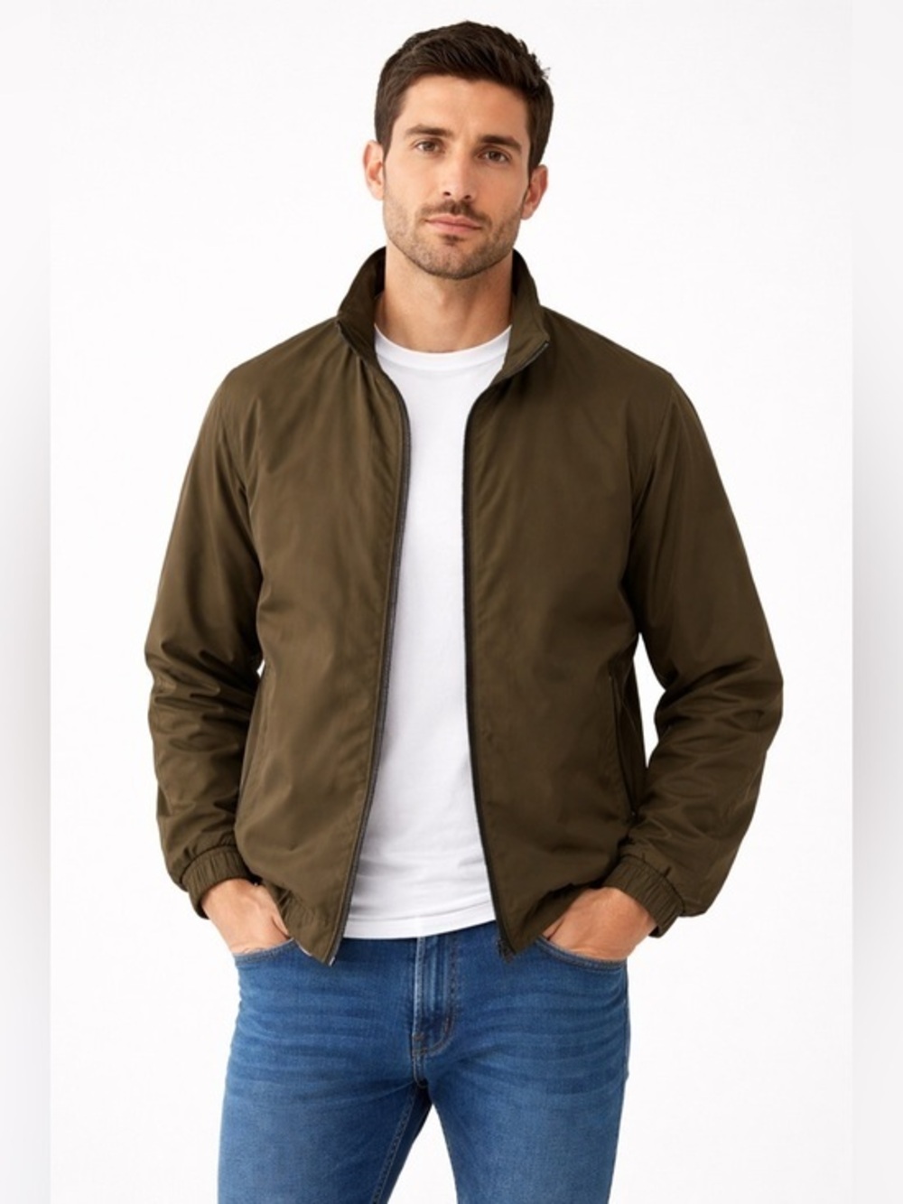Slate & Stone Olive Zip-Up Jacket Men’s Lightweight Bomber Casual Size XL